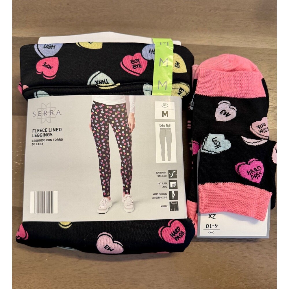 Serra Conversation Hearts Anti -Valentine Leggings & Socks (Multiple Sizes)
